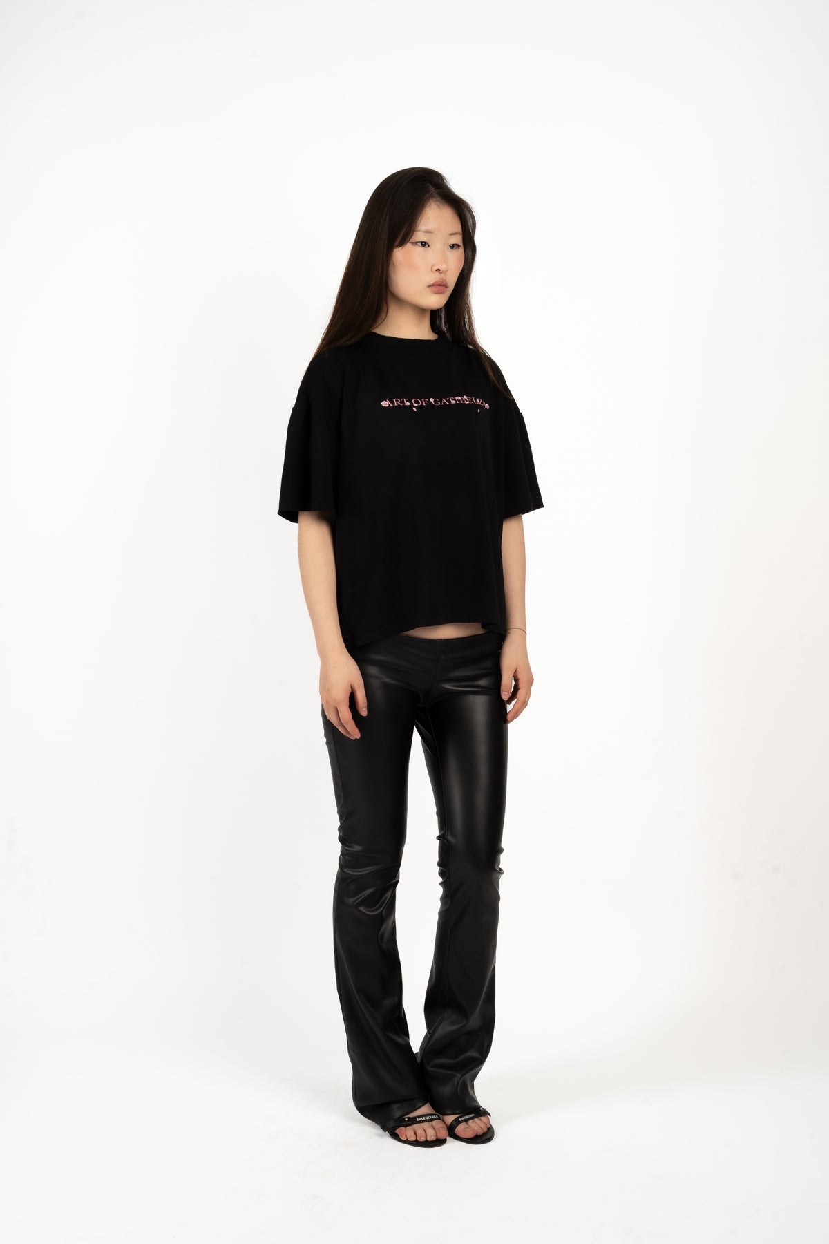 T-shirt Unisexe - Noir “cygne rose”